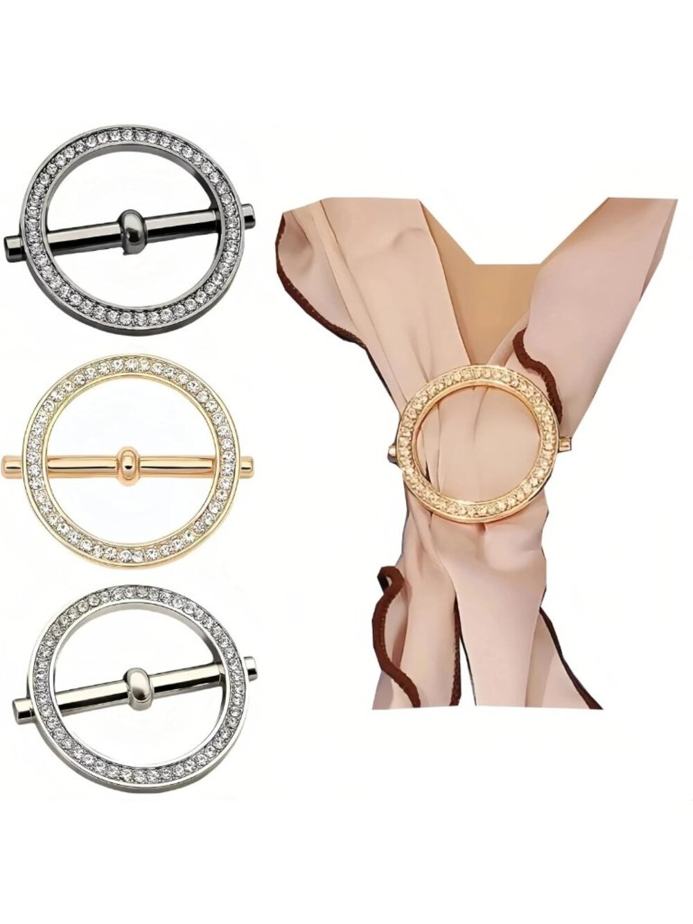 Elegant Silk Scarf Ring Set for Women - Stylish Neckerchief Accessory, 2 Pcs